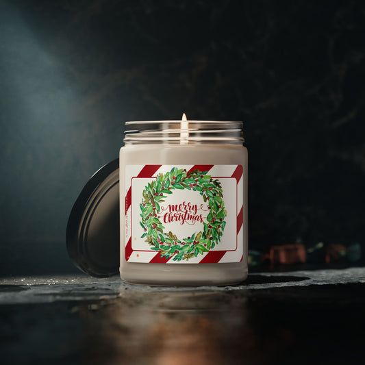 Watercolor Wreath Christmas 9oz soy candle – view 4