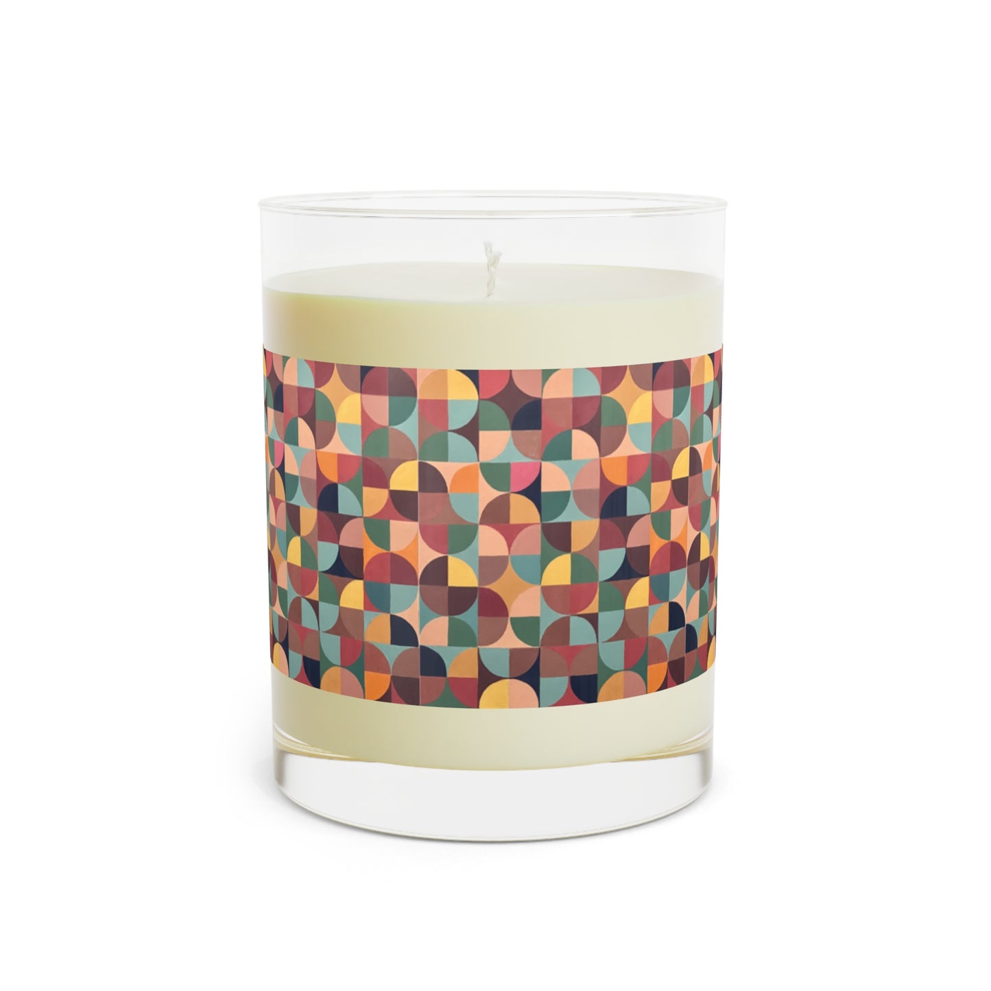 Food-Grade Soy Wax Premium Custom Label Geometric Abstract Scented Aromatherapy Candle - Full Glass, 11oz