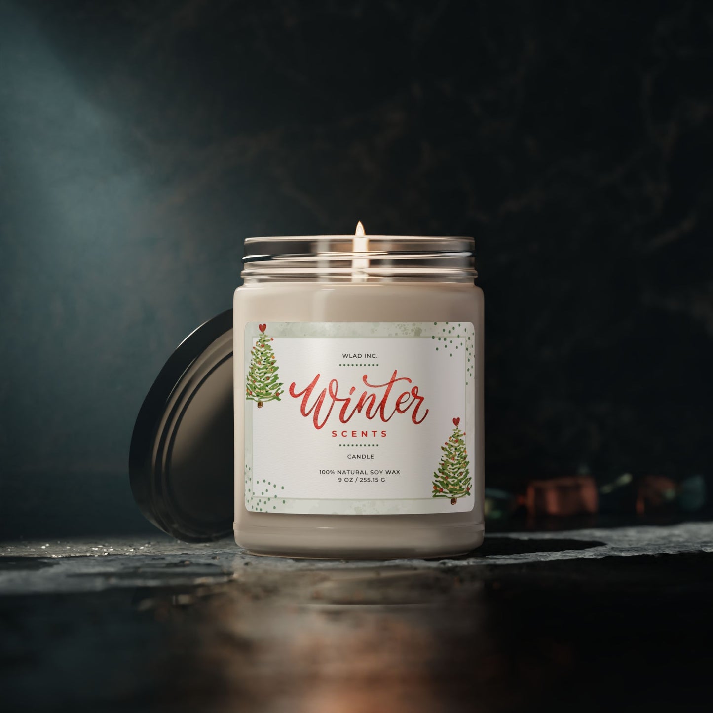 Merry and Bright 9oz. Soy Candle | Sea Salt, White Sage, Cinnamon Vanilla Scent | Christmas Tree Candle | Christmas Candle | Holiday Candle