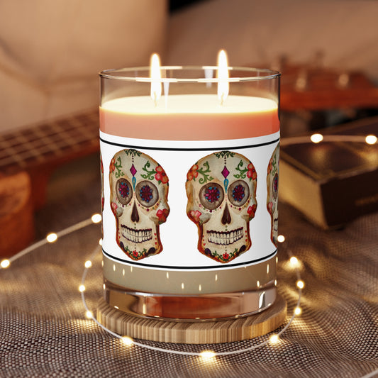 Sugar Skulls Scented Candle | Unique Halloween Decor | Day of the Dead Candle | Festive Soy Candle Gift