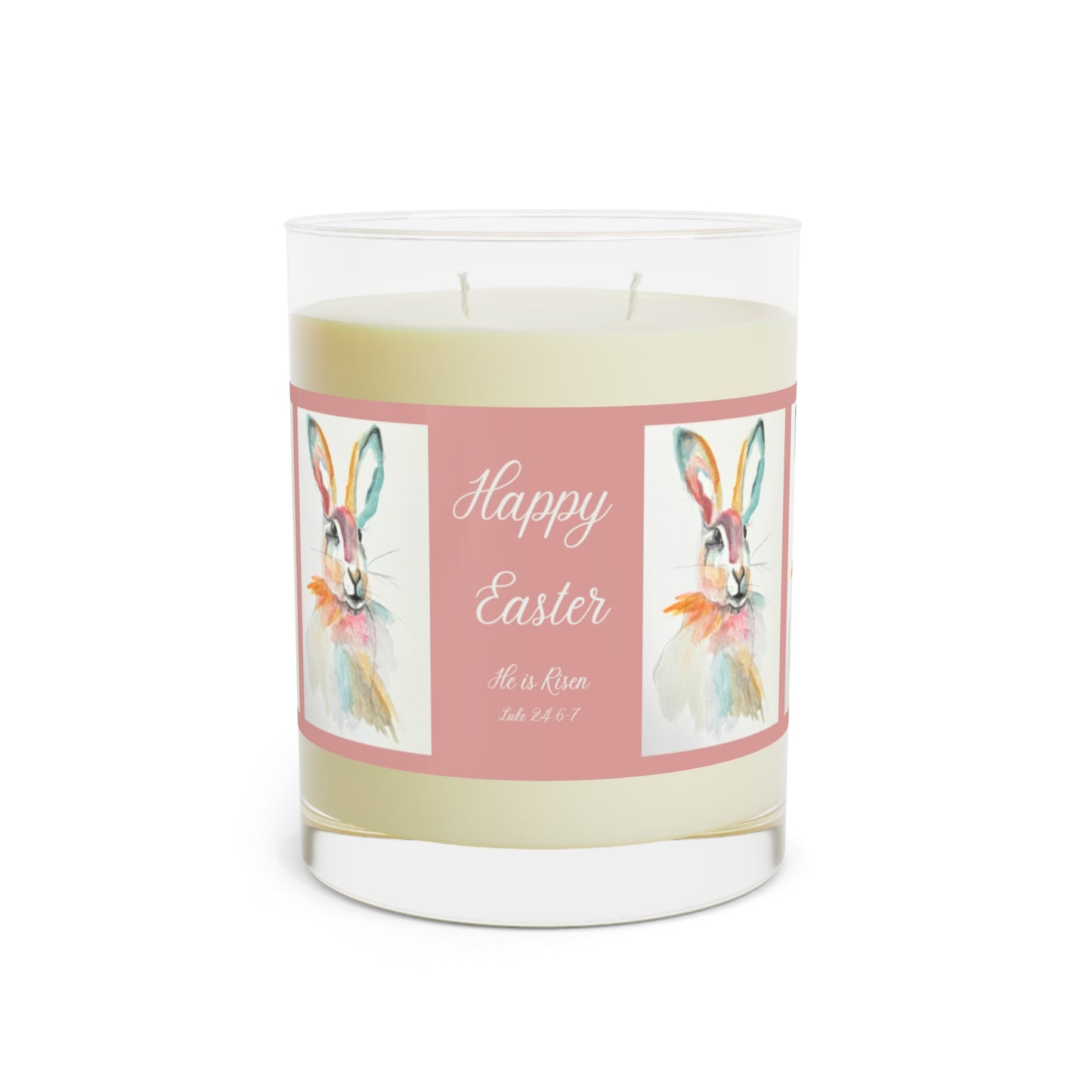 Easter Gift for Him Cute Easter Gift Easter Candle Best Friend Gifts Soy Watercolor Bunny Scented Candle - Full Glass, 11ozHappy Easter Bunny Scented Candle - Full Glass, 11oz