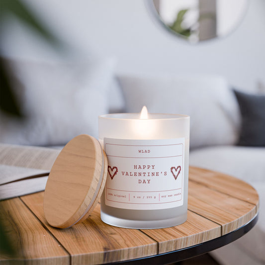 Valentine's Day Gift For Her Candle, Valentine's Day For Girlfriend or Wife, Dating Gift, Valentine Gift Frosted Glass Candle, 11oz