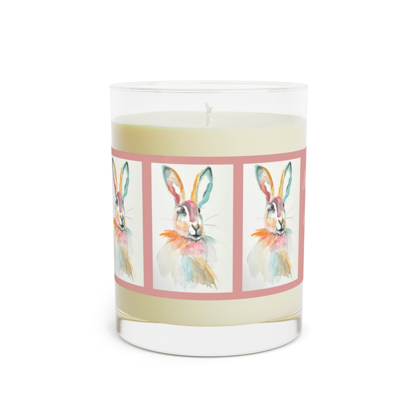 Easter Gift for Him Cute Easter Gift Easter Candle Best Friend Gifts Soy Watercolor Bunny Scented Candle - Full Glass, 11ozHappy Easter Bunny Scented Candle - Full Glass, 11oz