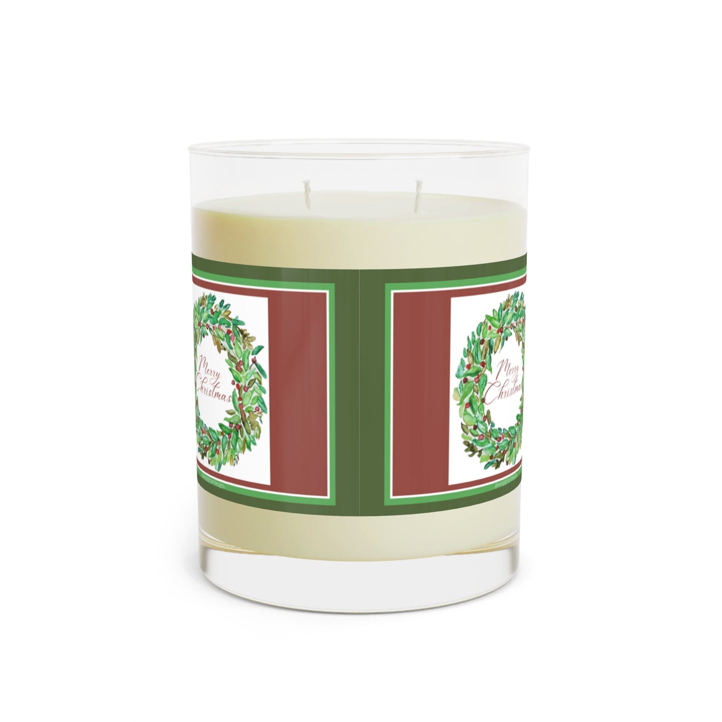 Merry Christmas RED and GREEN Scented Candle - Full Glass, 11oz