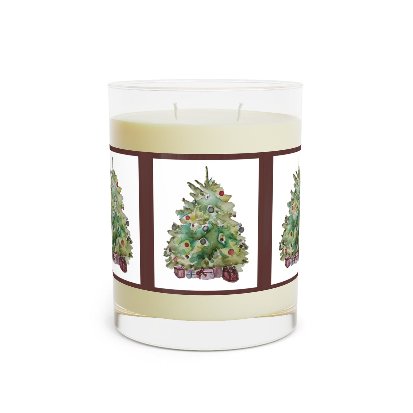 Crimson Red Christmas Trees Scented Candle - Full Glass, 11oz