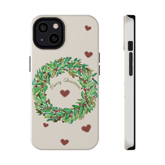 Merry Christmas watercolor art iPhone tough case – view 2