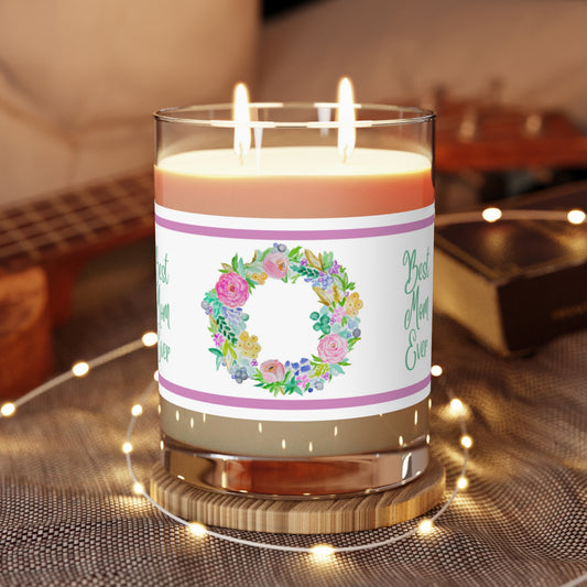Mother’s Day gifts, Hand Poured Keepsake Best Mom Ever Unique Gift for Mom (Pink) Scented Candle - Full Glass, 11oz