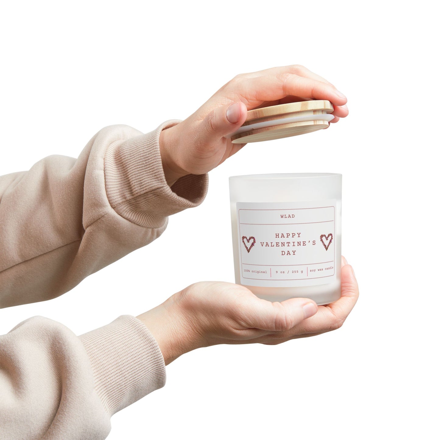 Valentine's Day Gift For Her Candle, Valentine's Day For Girlfriend or Wife, Dating Gift, Valentine Gift Frosted Glass Candle, 11oz