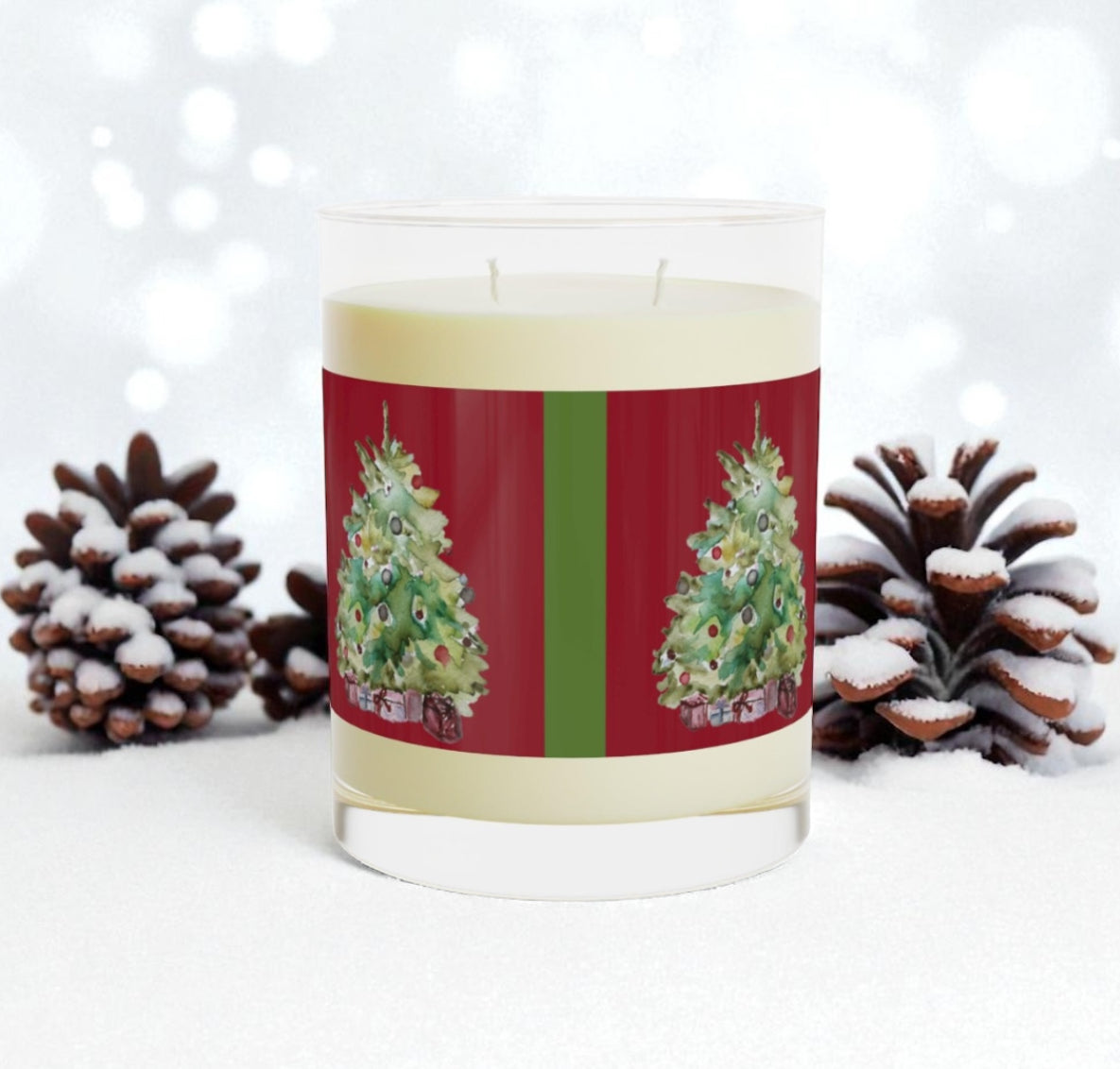 Christmas Tree Soy Candle | Tree Scented Candles | Holiday Scented Candles | Christmas Candle | Winter Candles | Christmas Gift | Home Decor Red Holiday Trees Scented Candle - Full Glass, 11oz