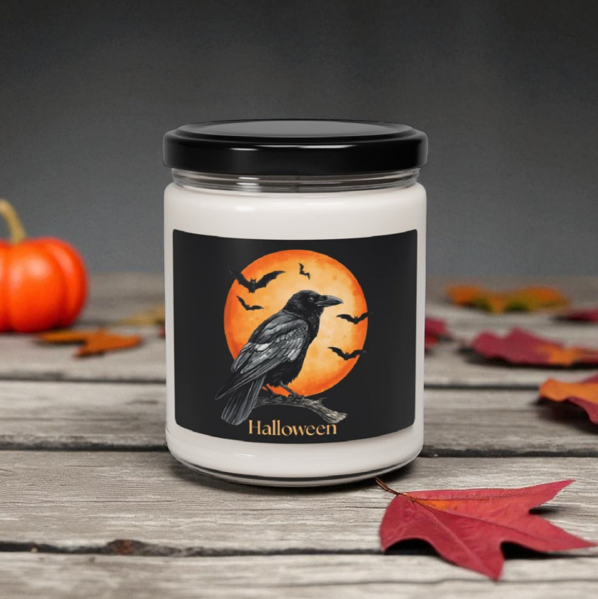 Halloween Raven Scented Soy Candle, Autumn Decor, Spooky Home Fragrance, Gift for Halloween Lovers, Eco-Friendly Candle
