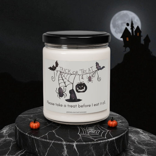 Take a Treat Scented Soy Aromatherapy Candle, 9oz 100% Soy Wax Custom Candle for Halloween