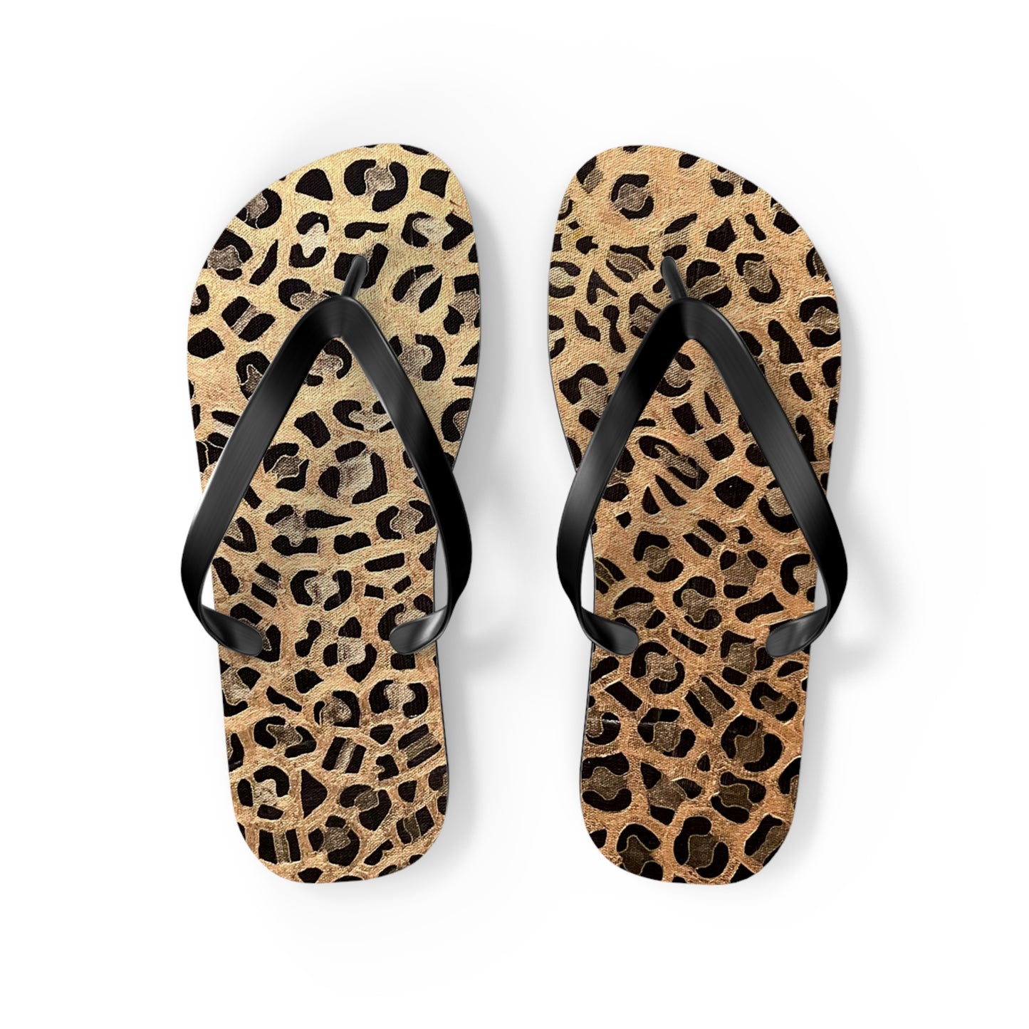 Cat Leopard print Flip Flops/summer thongs/footwear, Animal print flip flops, thongs Gold Leopard Flip Flops