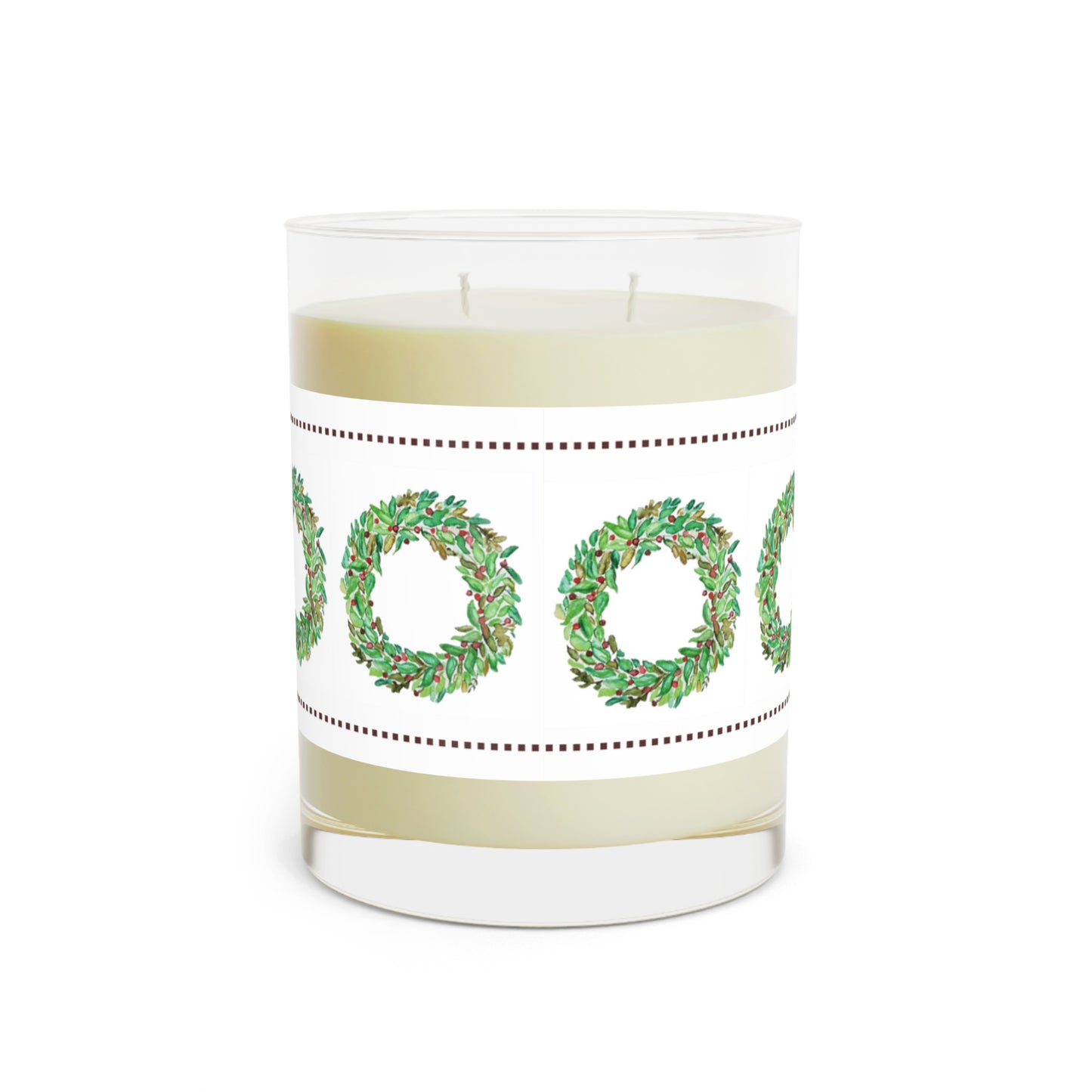 Wing Light Art Designs Merry Merry Christmas Wreath Scented Candle - Full Glass, 11oz