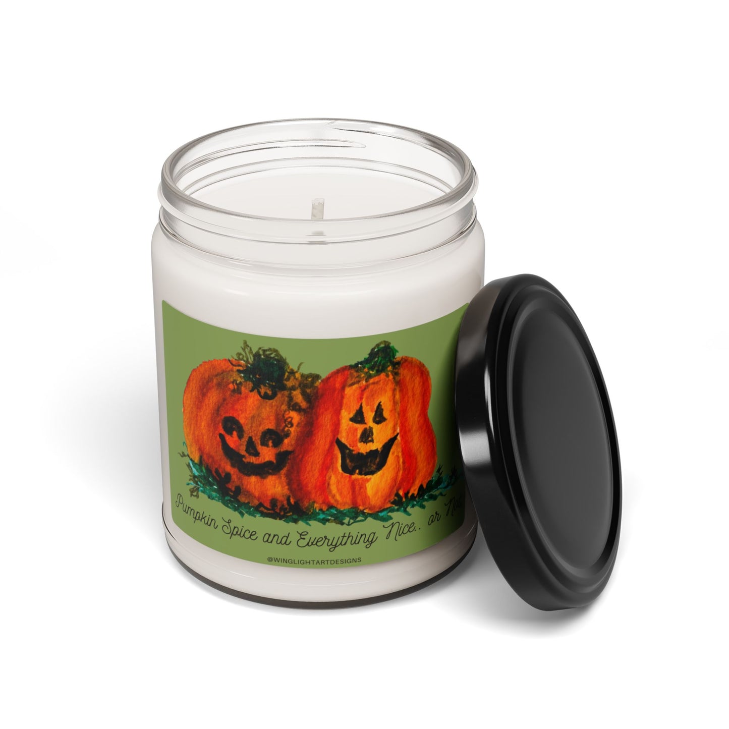 Natural Soy Wax Candle Pumpkin Spice & Everything Nice or Not Halloween Scented Custom Label Candle, 9oz