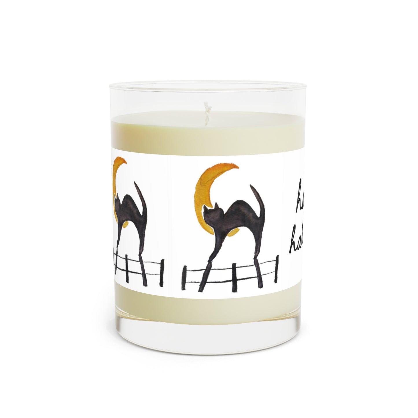 Wing Light Art Designs Cat n Moon Halloween Scented Candle - Full Glass, 11oz