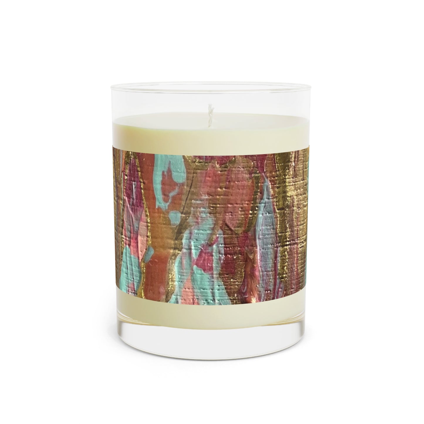 Pink and Gold Abstract Scented Candle - Full Glass, 11oz