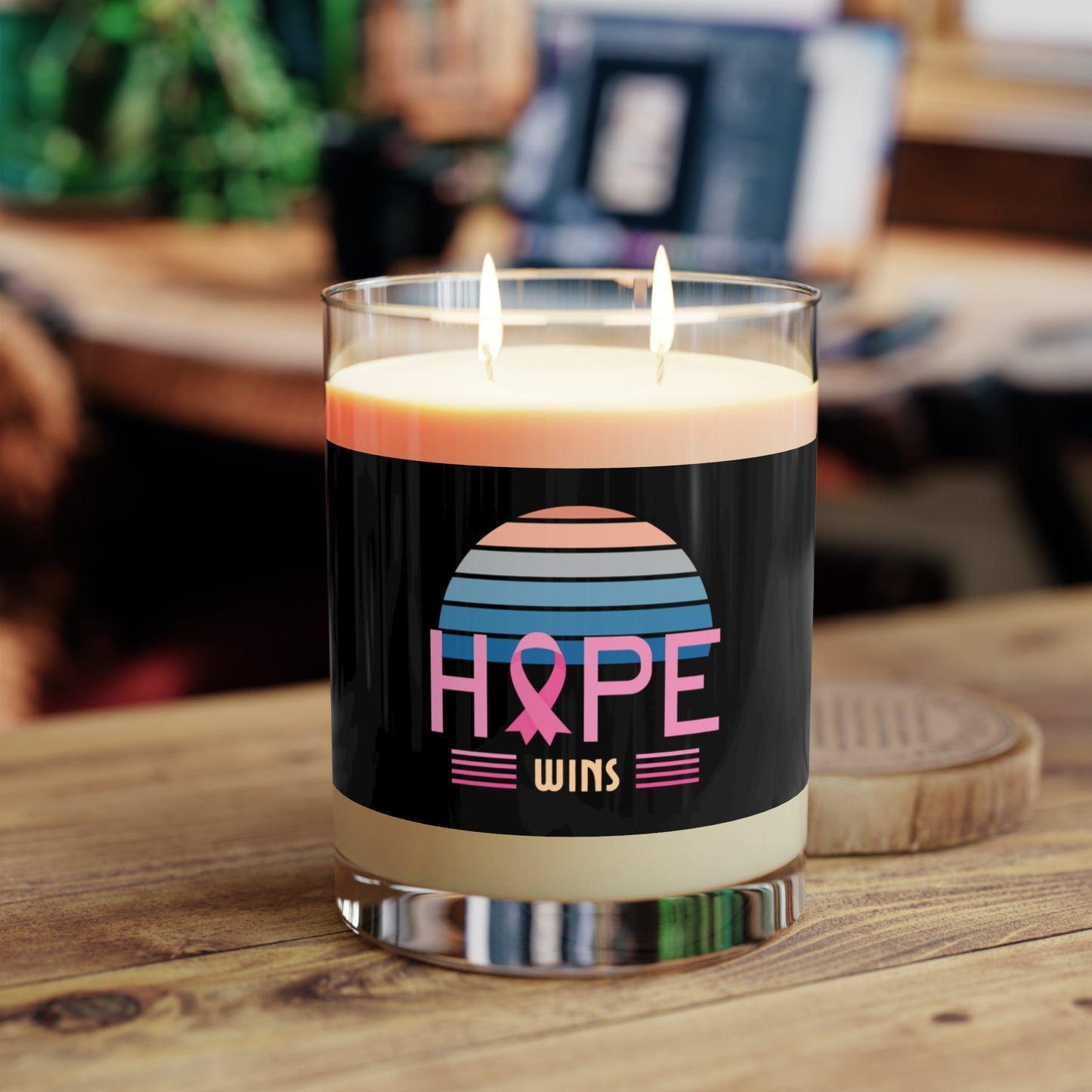 Hope Wins Breast Cancer Awareness Food-Grade Soy Wax Scented Candle - Full Glass, 11oz