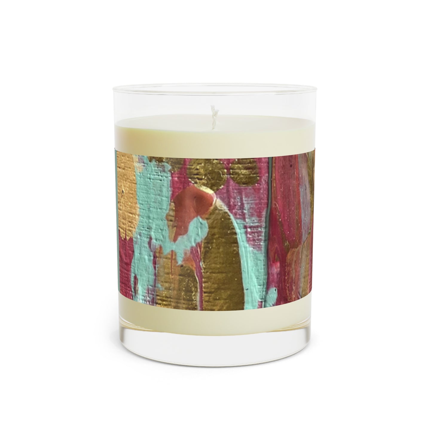 Pink and Gold Abstract Scented Candle - Full Glass, 11oz