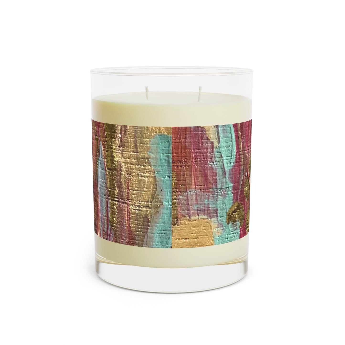 Pink and Gold Abstract Scented Candle - Full Glass, 11oz