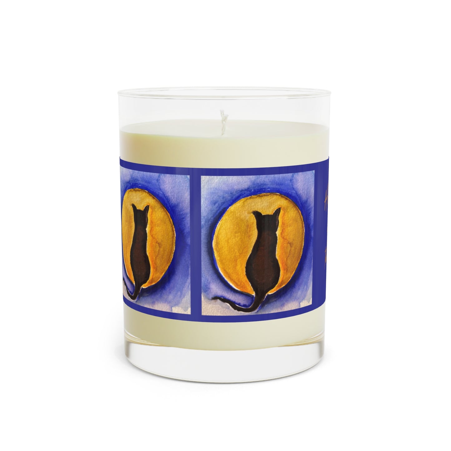 Aromatherapy Soy Candle for Halloween Cat n Moon Scented Natural Candle - Full Glass, 11oz