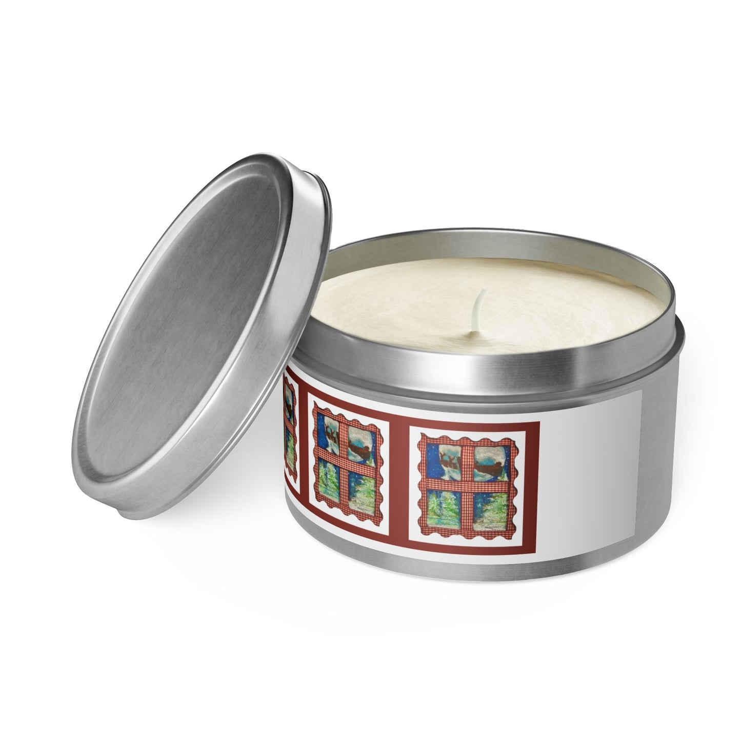 Santa's Sleigh Tin Candles aromatherapy Custom Label Tin Candles natural coconut soy wax hand-poured cotton wick Candle