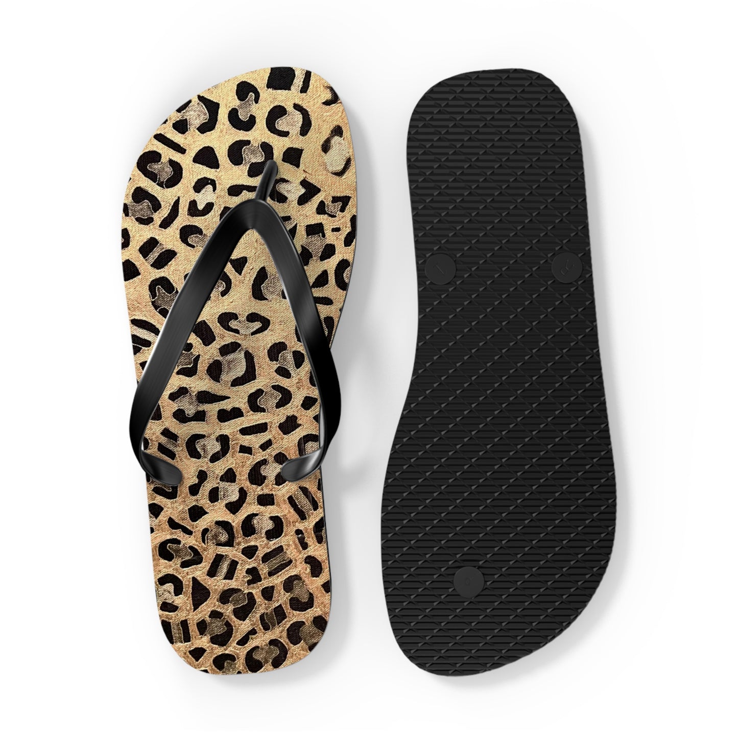 Cat Leopard print Flip Flops/summer thongs/footwear, Animal print flip flops, thongs Gold Leopard Flip Flops