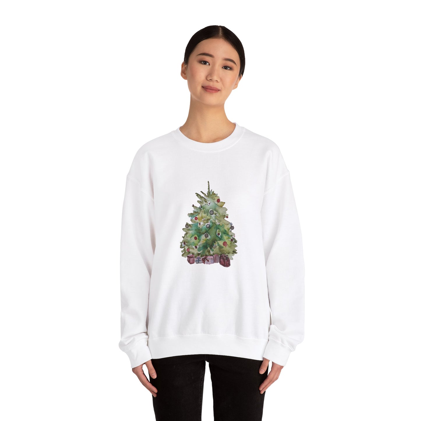 Womens or Mens Christmas Sweatshirt, Merry Christmas, Cute Christmas Tree Sweatshirt, Holiday Sweater Christmas Tree Unisex Heavy Blend™ Crewneck Sweatshirt