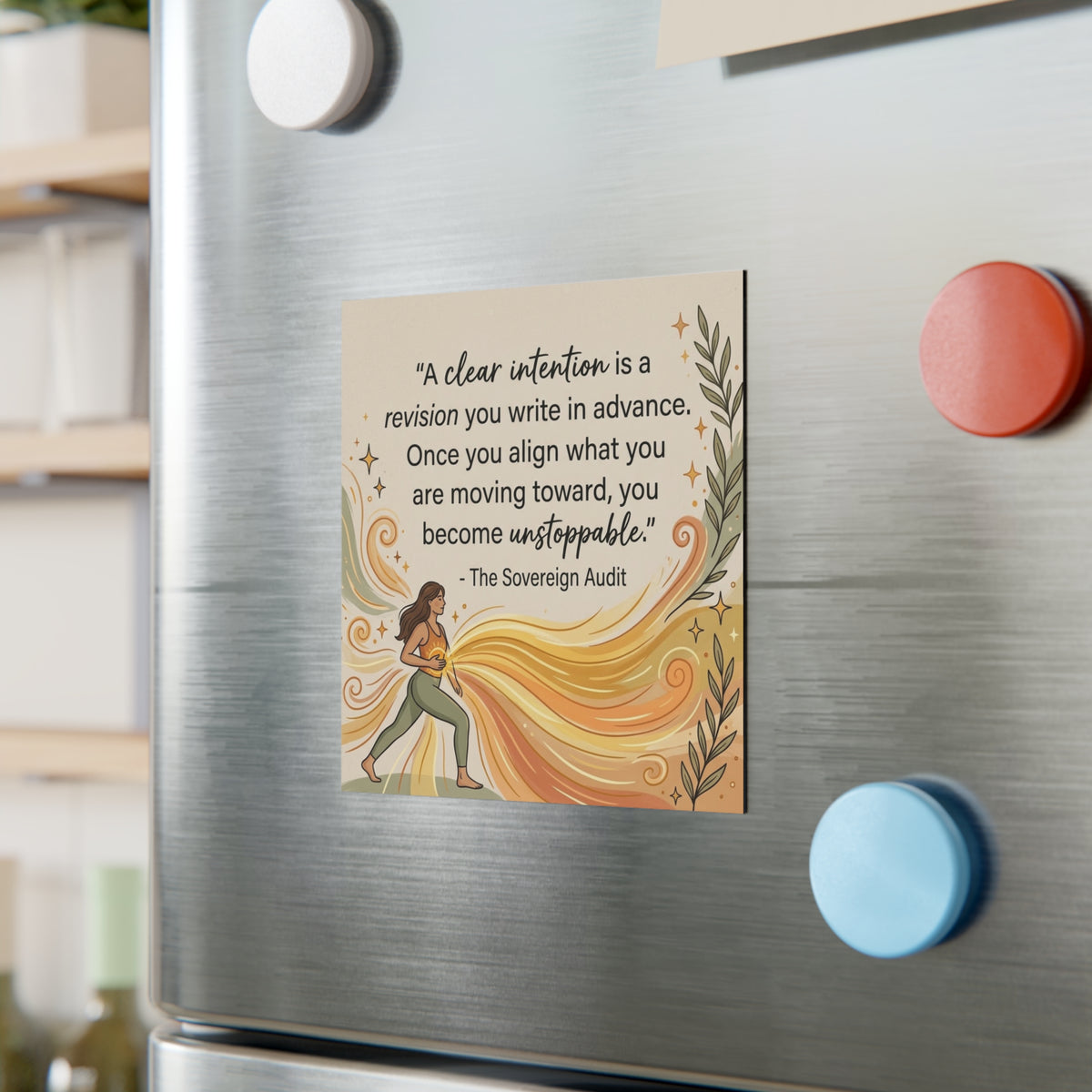 Square Magnet – “A Clear Intention” Motivational Quote, Goal-Setting Gift