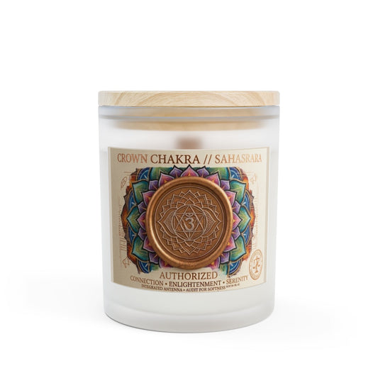 The Sovereign Audit™ Crown Chakra Frosted Glass Candle, 11oz