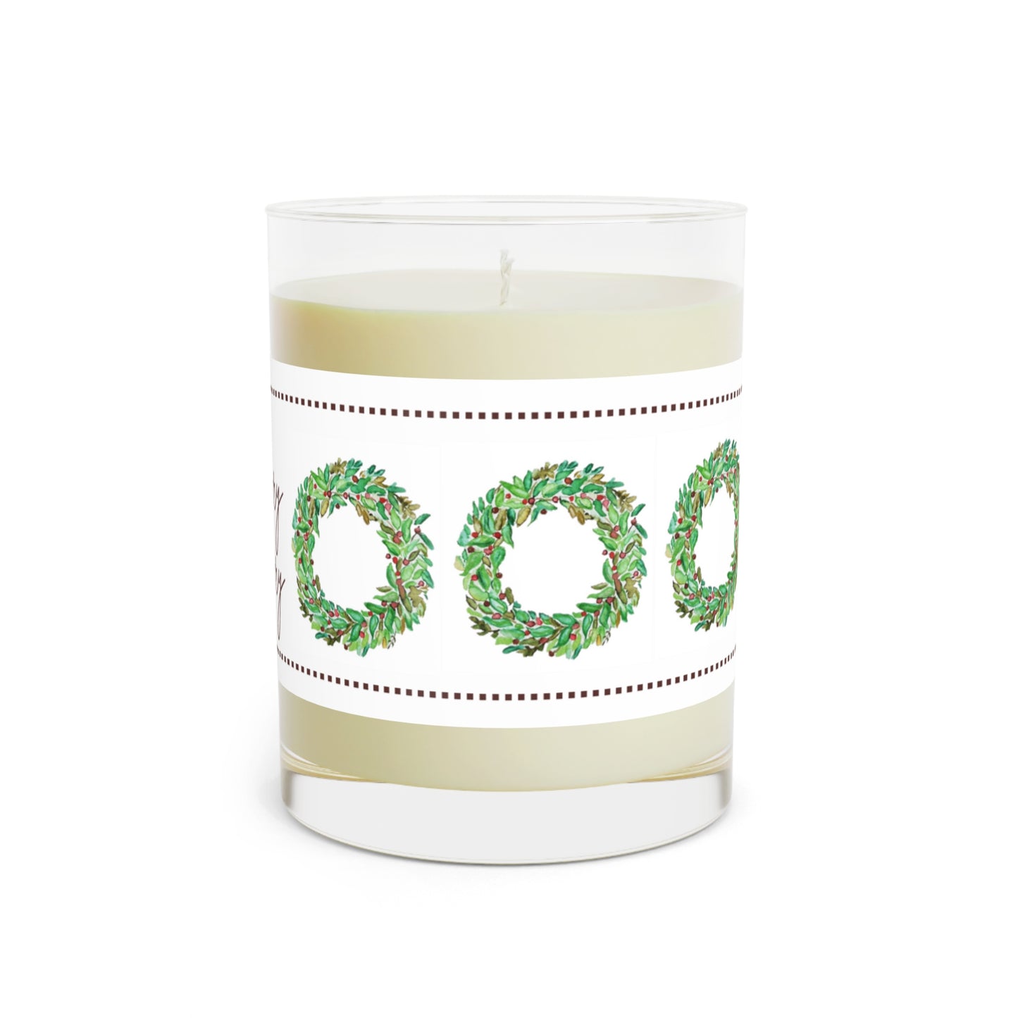 Wing Light Art Designs Merry Merry Christmas Wreath Scented Candle - Full Glass, 11oz