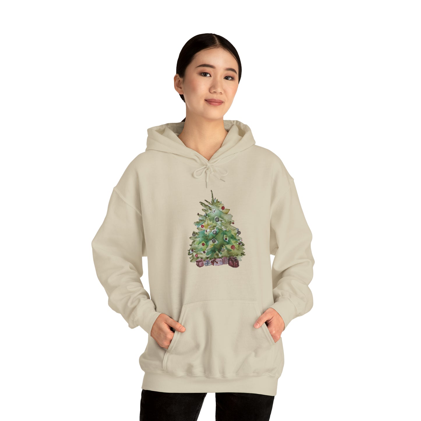 Wing Light Art Designs UNISEX Heavy Blend™ Hooded Sweatshirt, Christmas Trees Hoodie, Christmas Gift Sweatshirt, Merry Xmas Gift Hoodie, Christmas Hoodies for All Genders, Xmas Party Hoodie, Pine Trees Hoodie