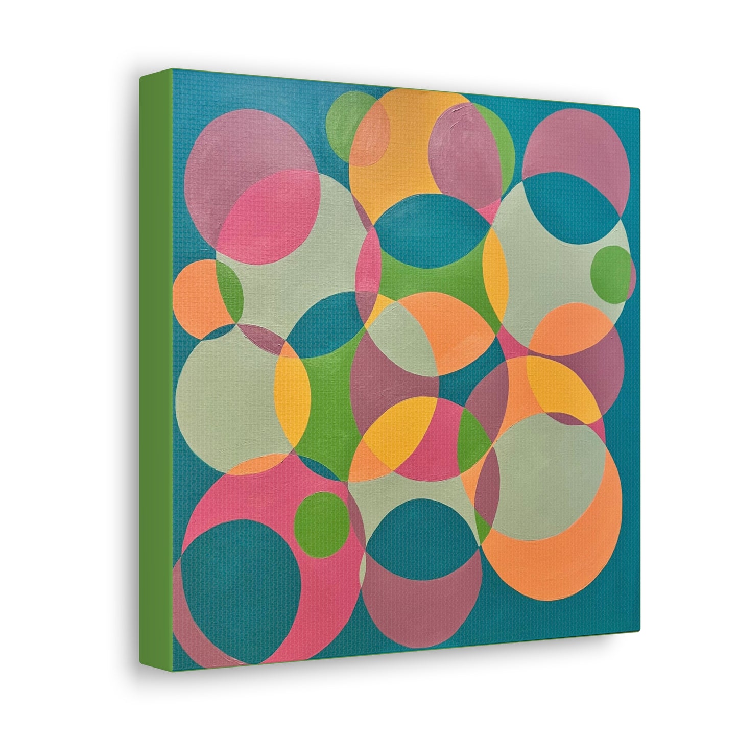 Circle wall art, Bubble wall art, interlocking circles wall art, Geometric wall art, Twisted rings decor, Modern circle wall art, Overlapping Circles wall art Interlocking Inclusion Painting by Erica Haupert Canvas Gallery Wraps