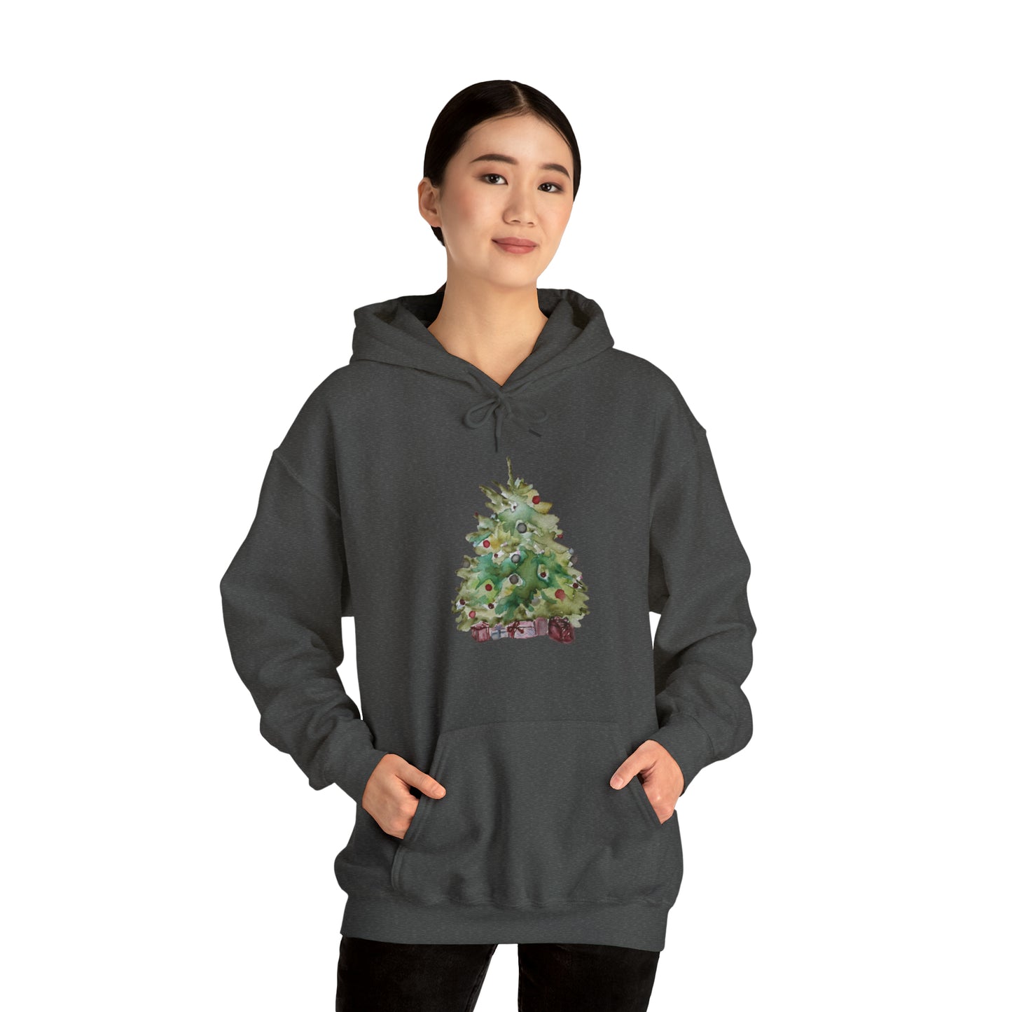 Wing Light Art Designs UNISEX Heavy Blend™ Hooded Sweatshirt, Christmas Trees Hoodie, Christmas Gift Sweatshirt, Merry Xmas Gift Hoodie, Christmas Hoodies for All Genders, Xmas Party Hoodie, Pine Trees Hoodie