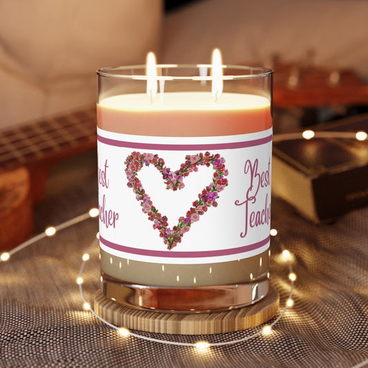 Wing Light Art Designs Best Teacher Heart Scented Candle - Full Glass, 11oz