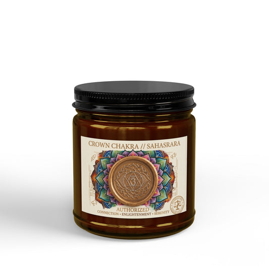 The Sovereign Audit™ Crown Chakra Soy Candle (4oz & 9oz) — Crown/Sahasrara Scented Jar with Black Lid