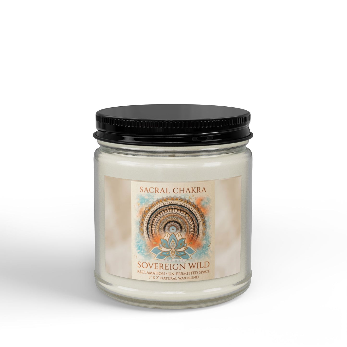 The Sovereign Audit™ Sacral Chakra Soy Candle — Scented 4oz & 9oz Amber Jar with Black Lid