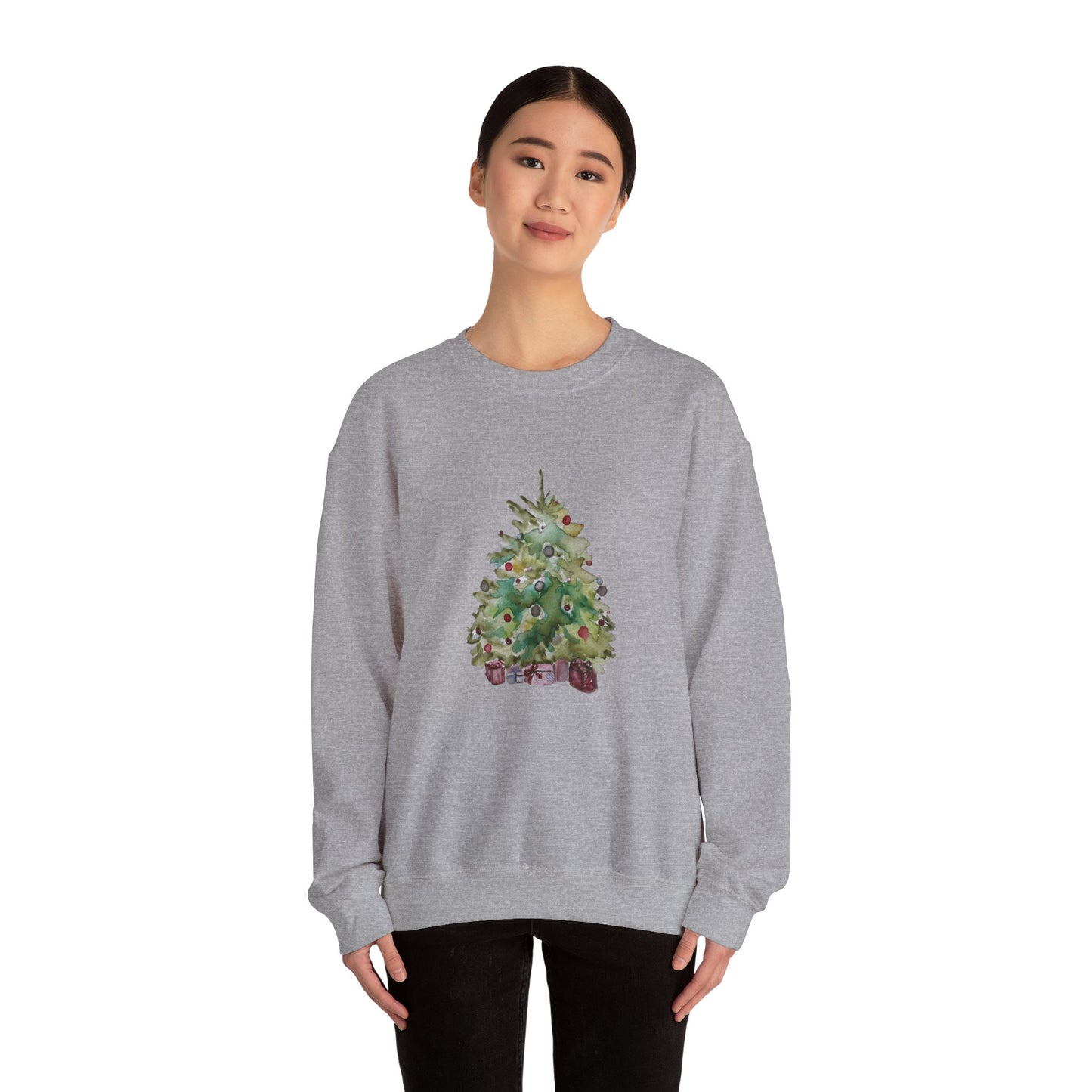 Womens or Mens Christmas Sweatshirt, Merry Christmas, Cute Christmas Tree Sweatshirt, Holiday Sweater Christmas Tree Unisex Heavy Blend™ Crewneck Sweatshirt