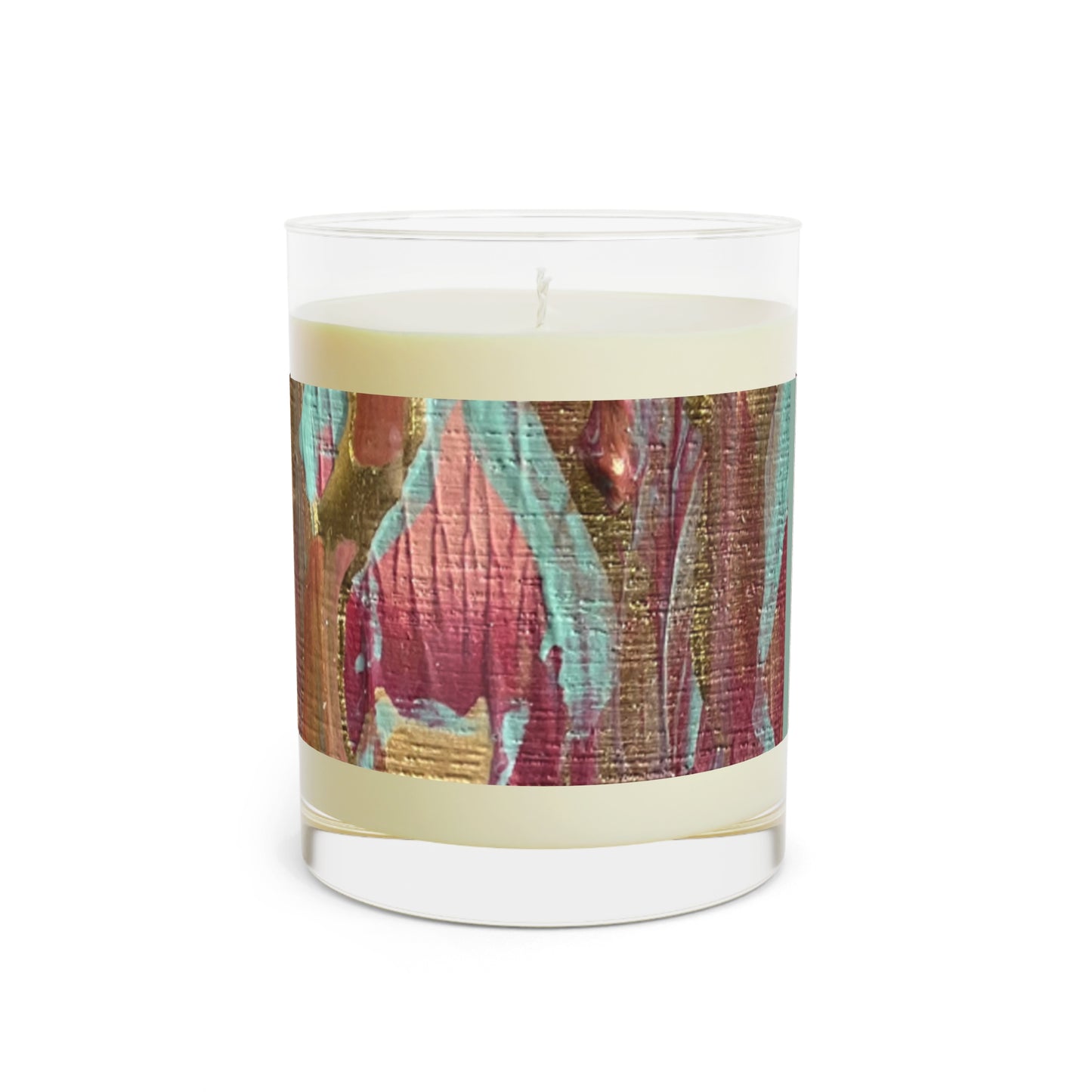 Pink and Gold Abstract Scented Candle - Full Glass, 11oz