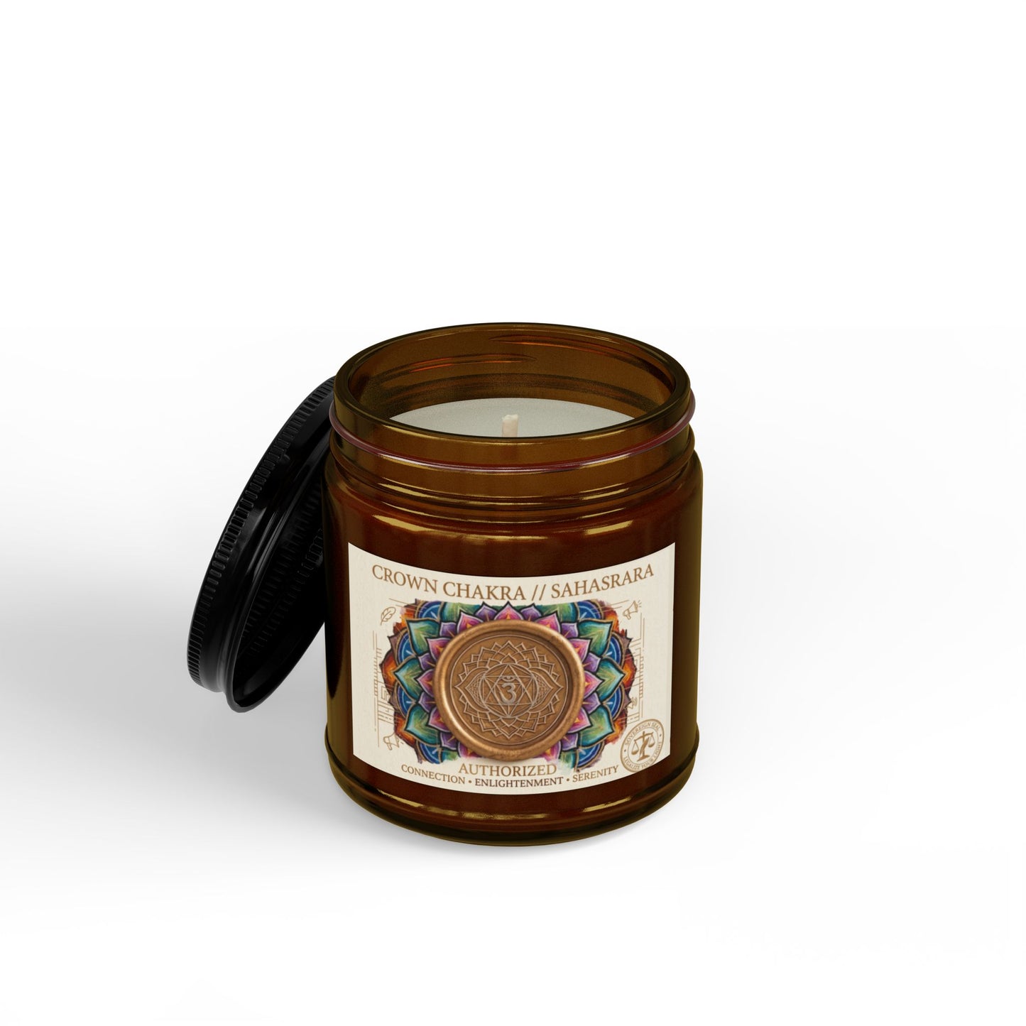 The Sovereign Audit™ Crown Chakra Soy Candle (4oz & 9oz) — Crown/Sahasrara Scented Jar with Black Lid