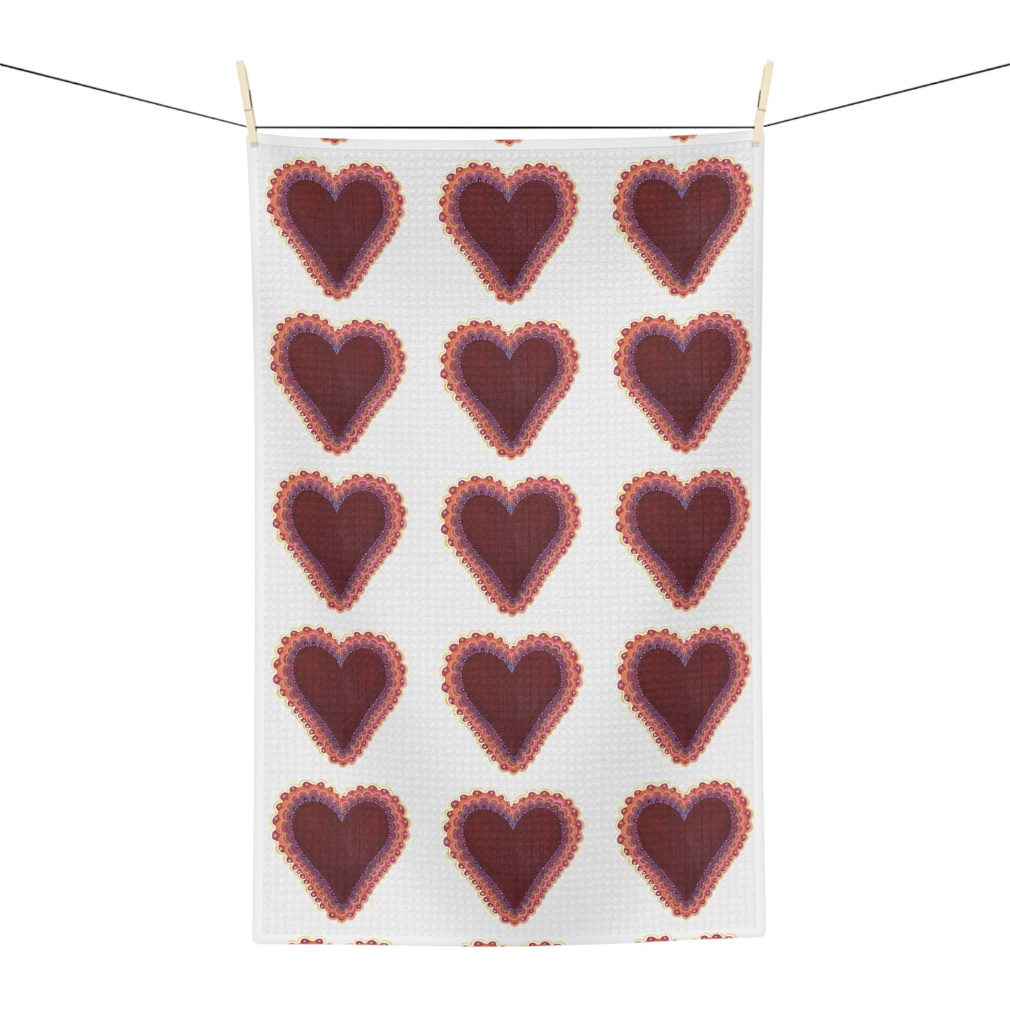 Valentines Day Decor. Towels. Farmhouse Decor. Valentines Day Gift. Tea Towel Kitchen Towels. Dish Towel. Heart. Frilly Heart Microfiber Tea Towel