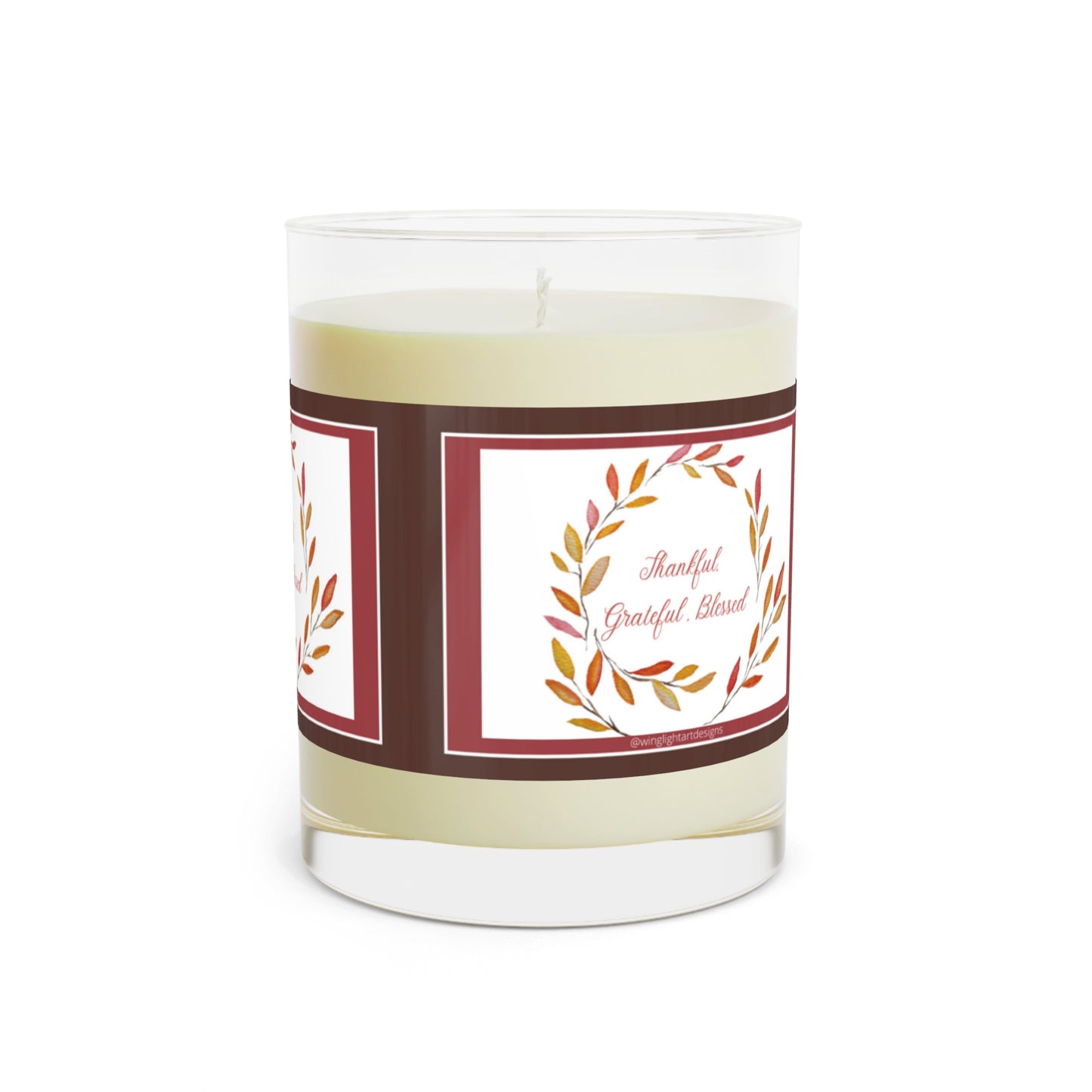 Grateful Thankful Blessed Burgundy Thanksgiving Scented Candle - Full Glass Thanksgiving Candle Favor / So very Thankful for you / Thanksgiving Table / Fall Candle