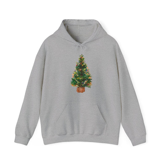 Antique watercolor Christmas tree hoodie – view 2