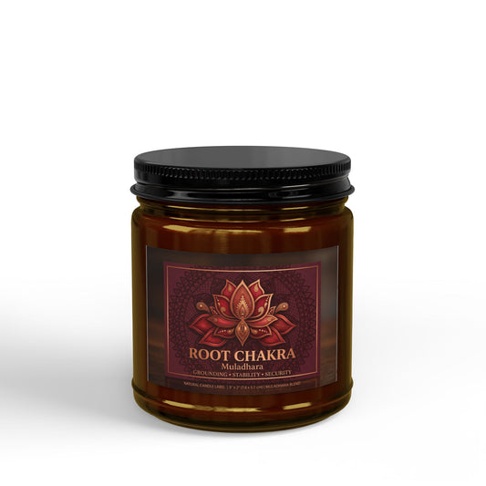 The Sovereign Audit Root Chakra Soy Candle — Scented Amber Jar with Black Lid (4oz & 9oz)