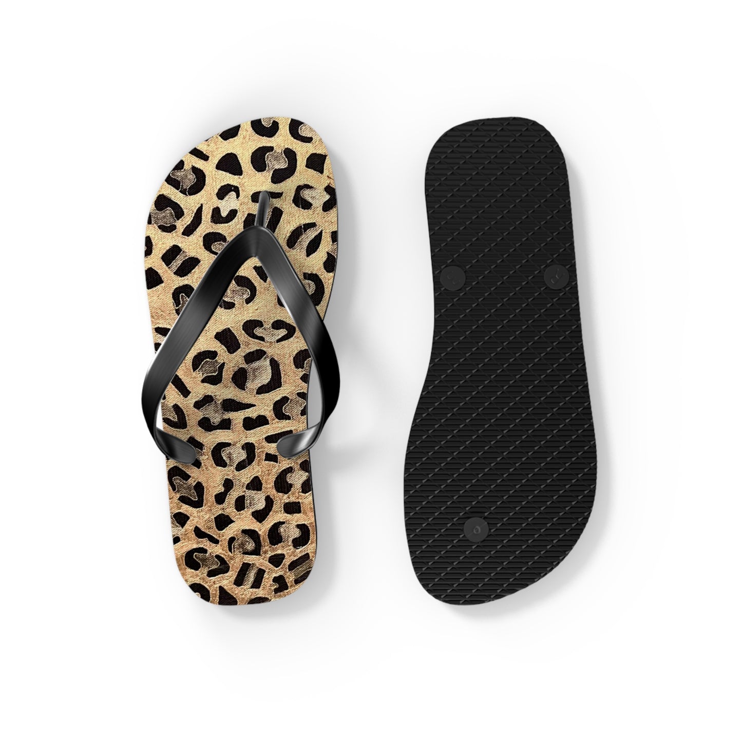 Cat Leopard print Flip Flops/summer thongs/footwear, Animal print flip flops, thongs Gold Leopard Flip Flops