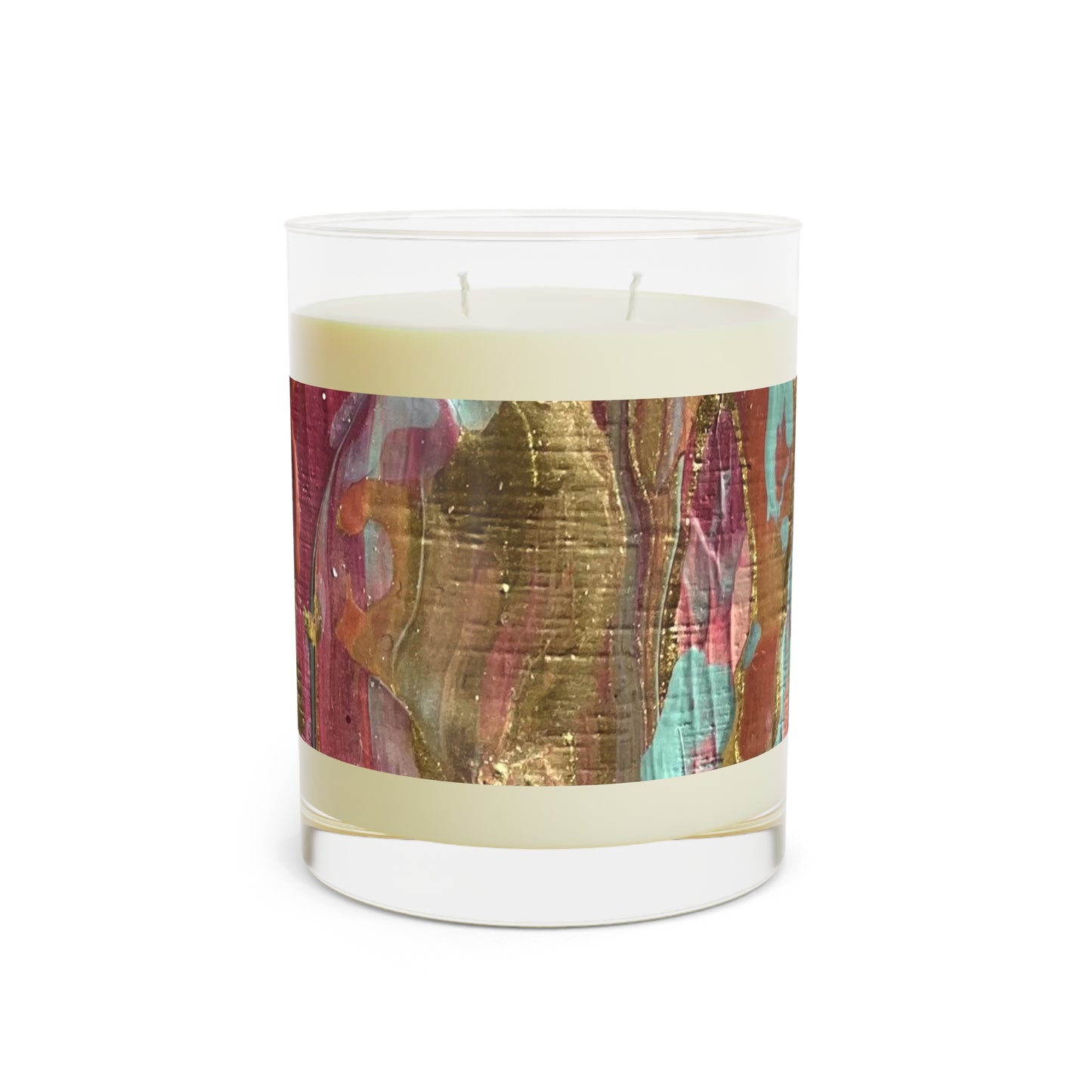 Pink and Gold Abstract Scented Candle - Full Glass, 11oz