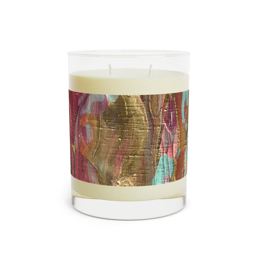 Pink and Gold Abstract Scented Candle - Full Glass, 11oz