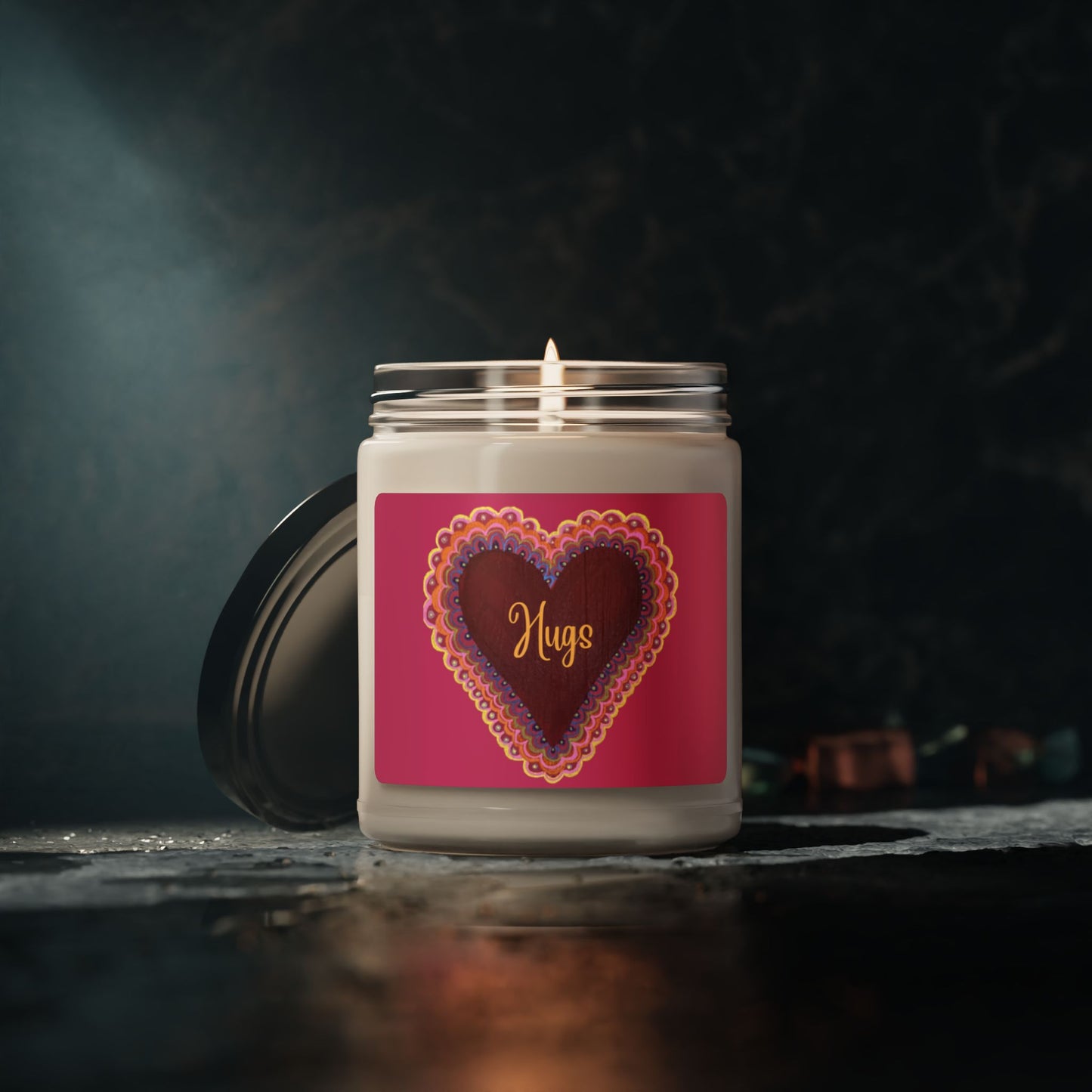 Love You Soy Candle | Hugs Valentine's Day Gifts | Anniversary and Birthday Gifts | Soy Wax Candle for Home Valentine's Scented Soy Candle, 9oz