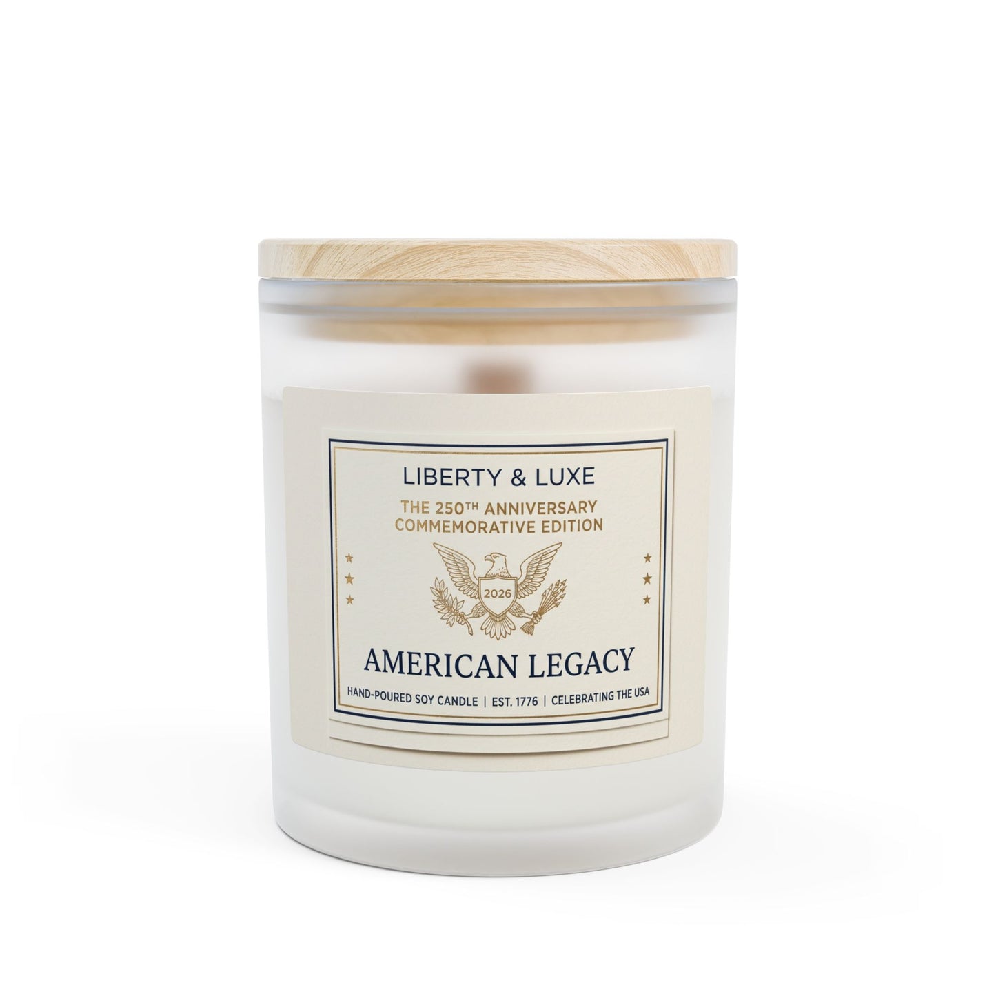 American Legacy Frosted Glass Candle — Liberty & Luxe 11oz Commemorative Scent