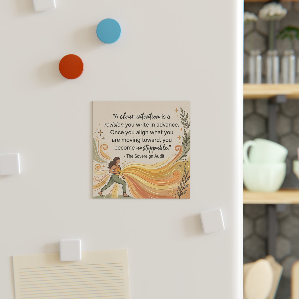 Square Magnet – “A Clear Intention” Motivational Quote, Goal-Setting Gift