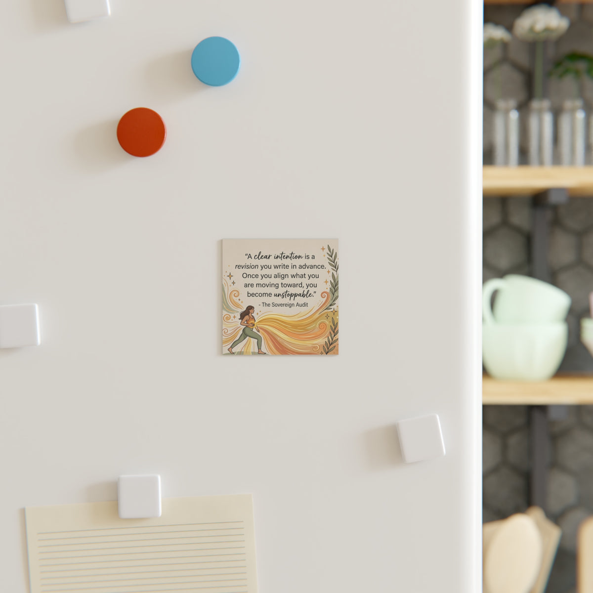 Square Magnet – “A Clear Intention” Motivational Quote, Goal-Setting Gift